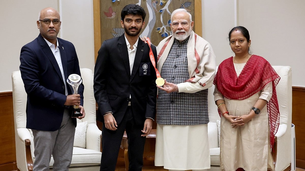 PM Narendra Modi on Saturday met  chess world champion D Gukesh. - X/ @narendramodi