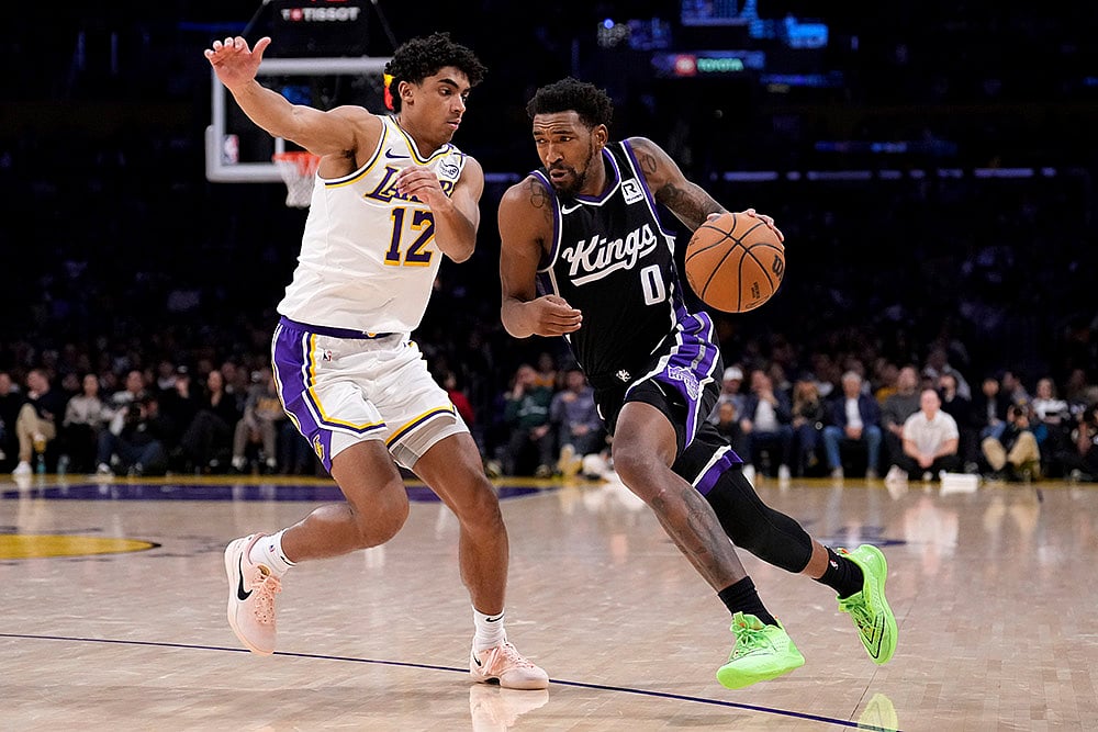 NBA 2024-25 Los Angeles Lakers vs Sacramento Kings basketball game pics: Malik Monk