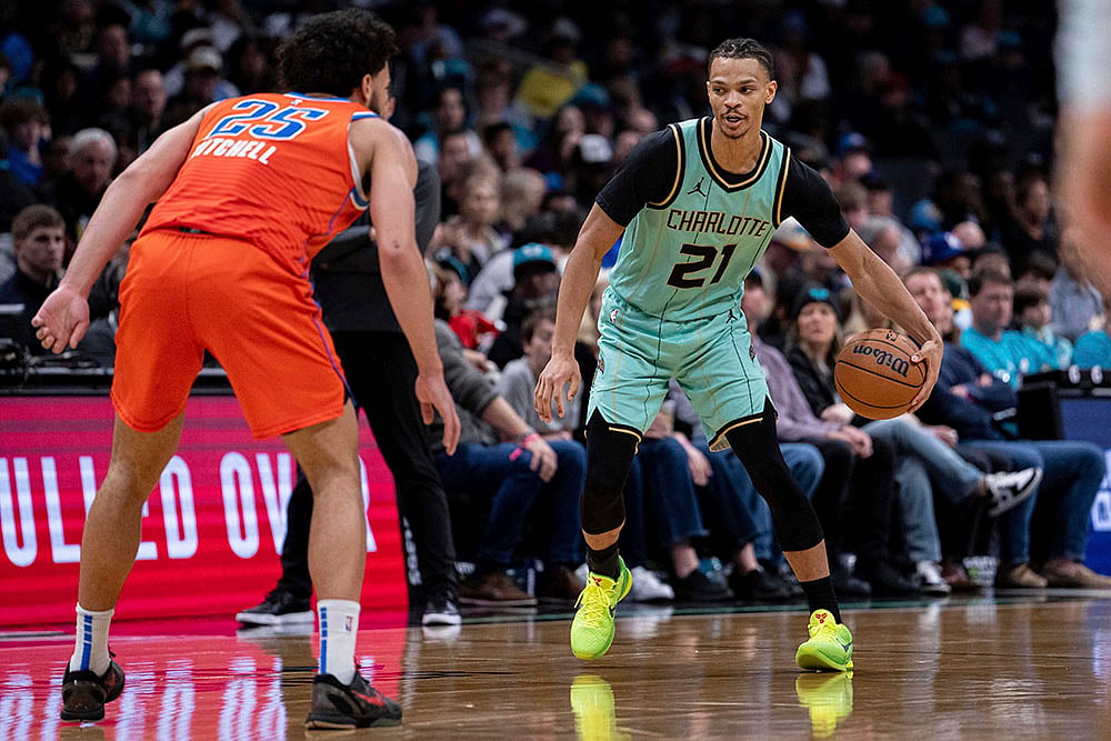 NBA 2024-25 Oklahoma City Thunder vs Charlotte Hornets basketball game pics: Ajay Mitchell
