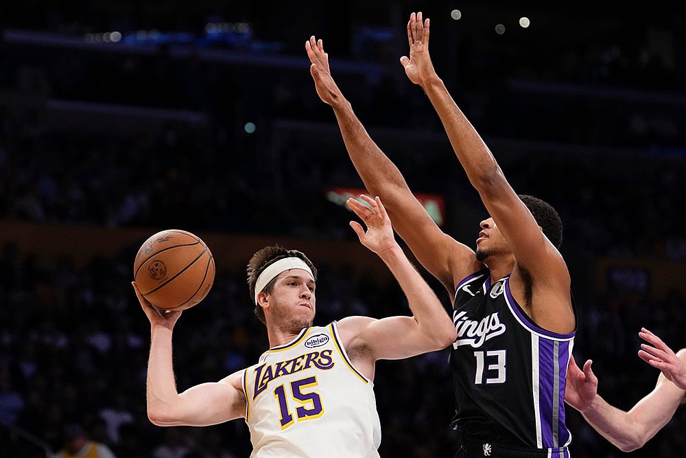 NBA 2024-25 Los Angeles Lakers vs Sacramento Kings basketball game pics: Austin Reaves