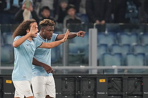 Serie A 2024-25: Lazio's Fisayo Dele-Bashiru celebrates after scoring his side's opening goal 