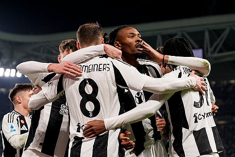Serie A 2024-25: Juventus' Khephren Thuram celebrates after scoring the opening goal
