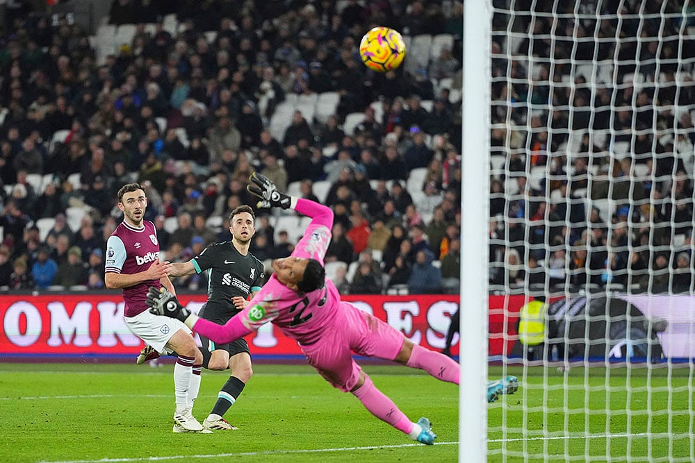 English Premier League soccer match West Ham United vs Liverpool football pics: Diogo Jota