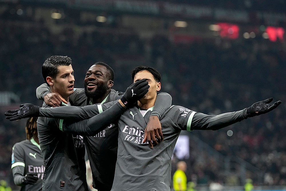 Italy Soccer Serie A match AC Milan vs Roma football pics: Tijjani Reijnders