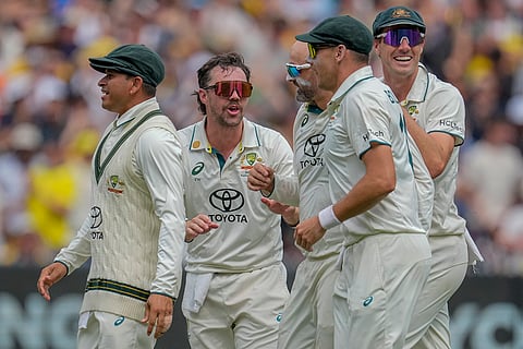 India Vs Australia, 4th Test Day 5: Australian players celebrates the wicket of India's Nitish Kumar Reddy