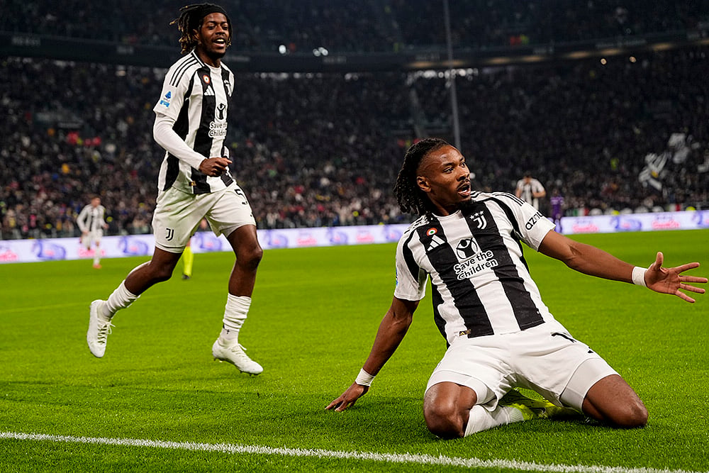 Italy Soccer Serie A match Juventus vs Fiorentina football pics: Khephren Thuram