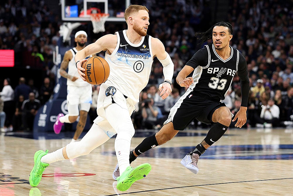 NBA 2024-25 Minnesota Timberwolves Vs San Antonio Spurs Basketball game photos: Donte DiVincenzo