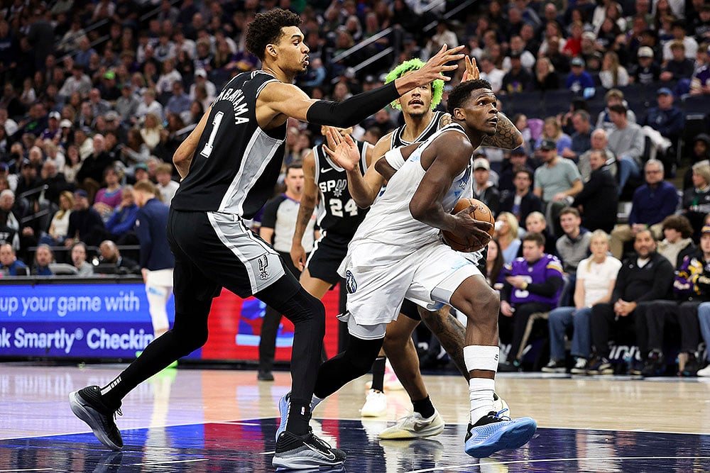 NBA 2024-25 Minnesota Timberwolves Vs San Antonio Spurs Basketball game photos: Anthony Edwards