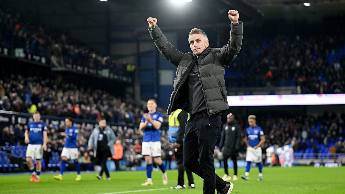 Kieran McKenna celebrates a much-needed win at Portman Road on Monday