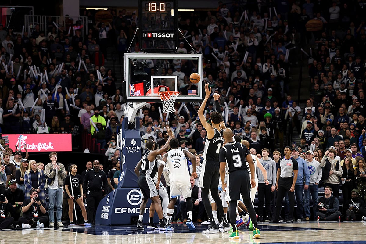 NBA 2024-25 Minnesota Timberwolves Vs San Antonio Spurs Basketball game photos: Victor Wembanyama