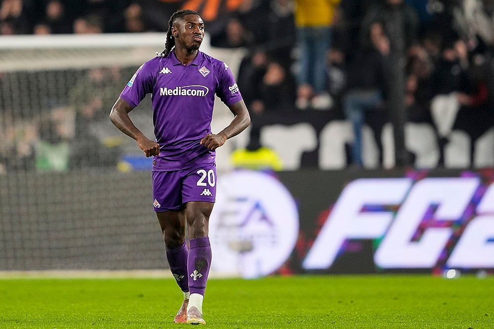 Italy Soccer Serie A match Juventus vs Fiorentina football pics: Moise Kean