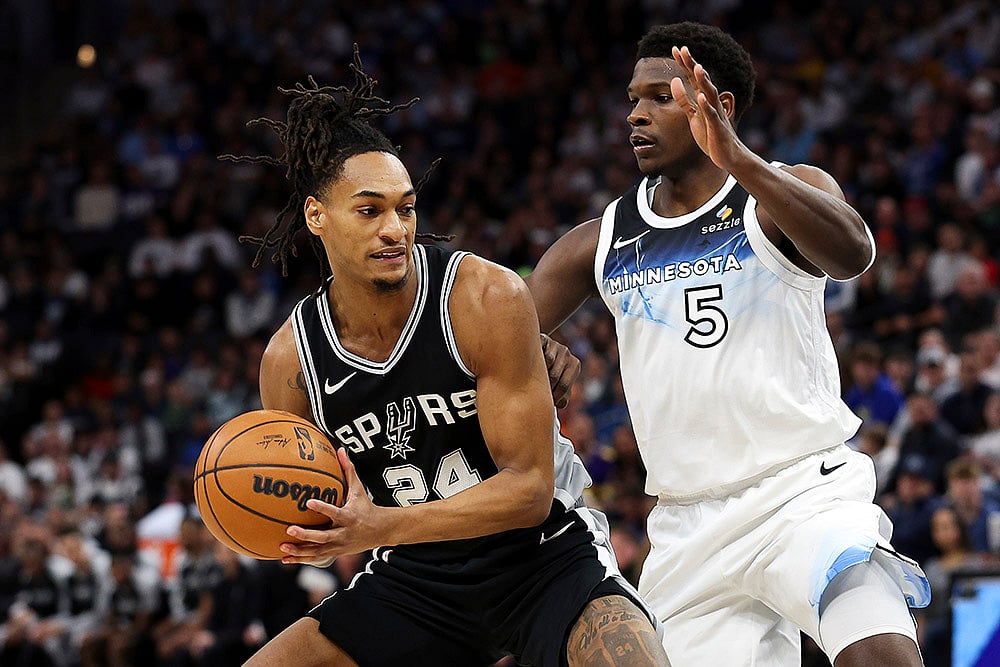 NBA 2024-25 Minnesota Timberwolves Vs San Antonio Spurs Basketball game photos:  Devin Vassell