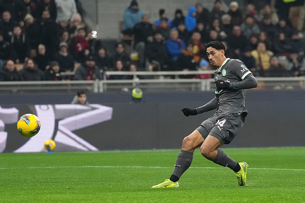 Italy Soccer Serie A match AC Milan vs Roma football pics: Tijjani Reijnders