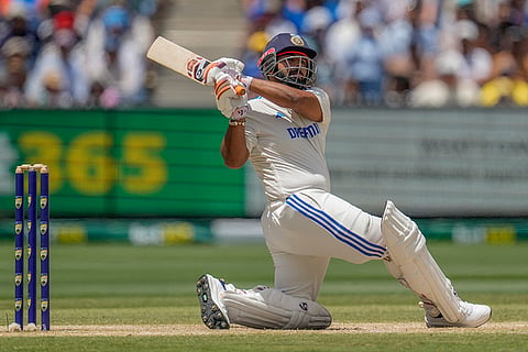 India Vs Australia, 4th Test Day 5: India's Rishabh Pant hits a boundary 