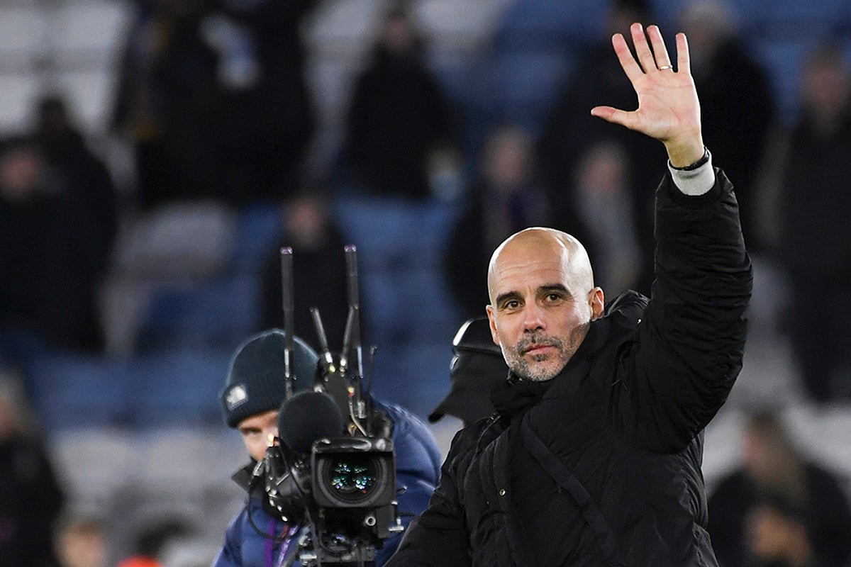 EPL 2024-25 soccer match Leicester City and Manchester City football pics: Pep Guardiola