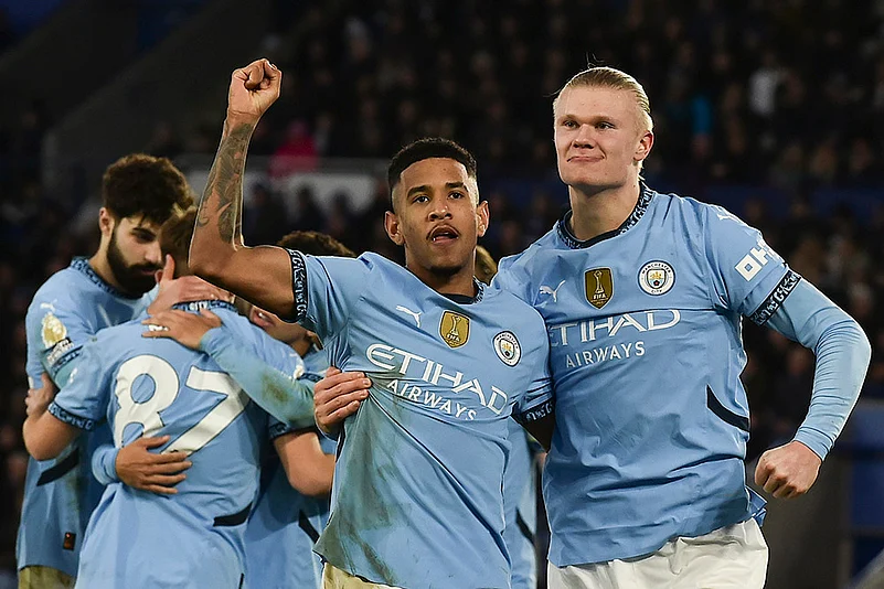 EPL 2024-25 soccer match Leicester City and Manchester City football pics: Erling Haaland