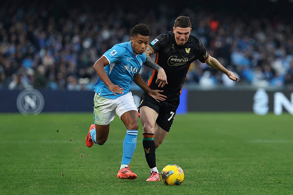 Italy Soccer Serie A Napoli vs Venezia football pics: Franco Carboni