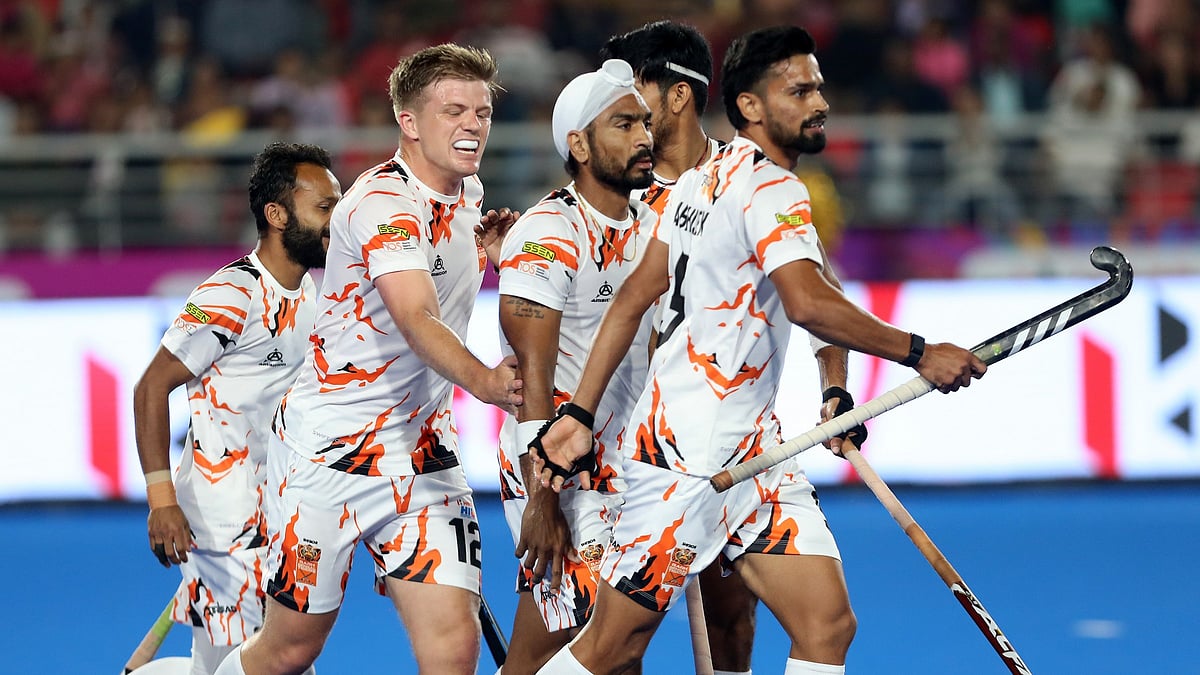 Hockey India : Shrachi Rarh Bengal Tigers in action at the Hockey India League in Rourkela.