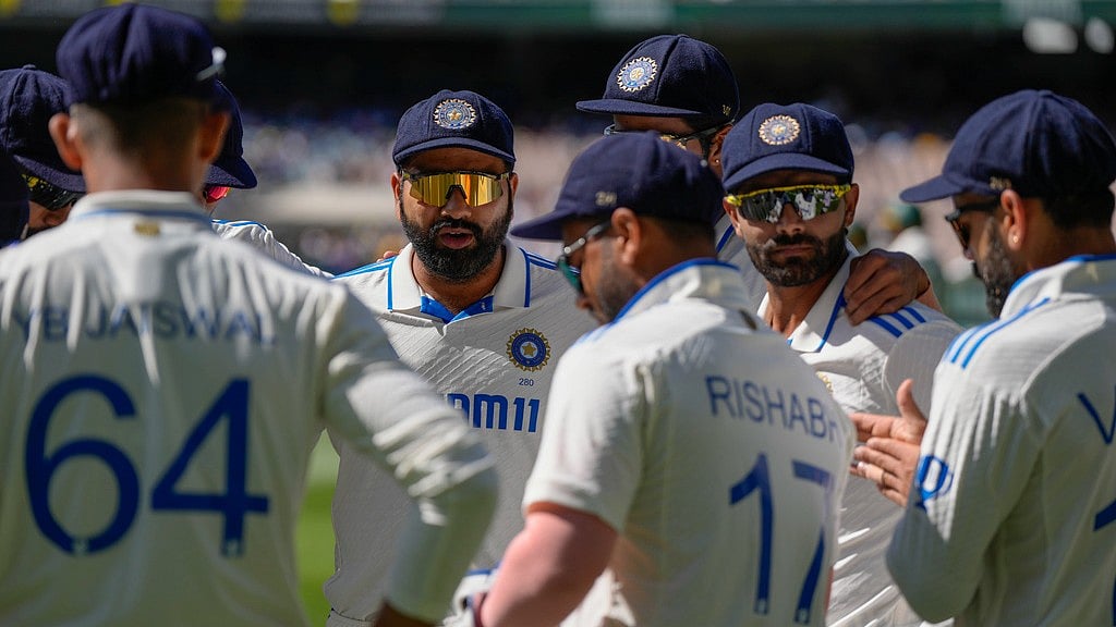The Indian cricket team inaction during the fourth Test against Australia in Melbourne. - AP