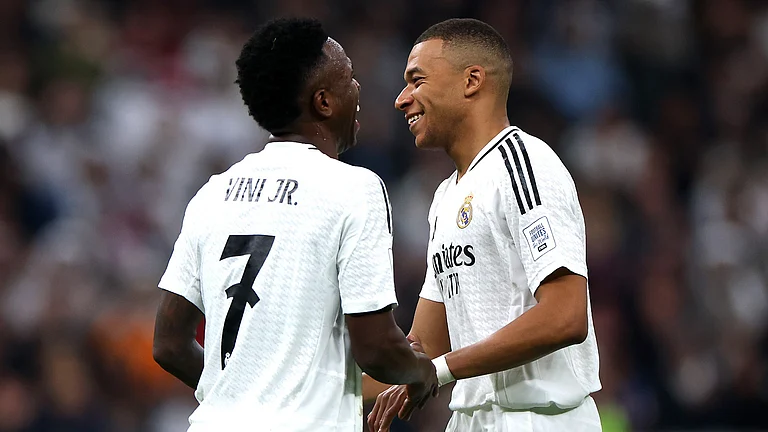 Real Madrid duo Vinicius Junior and Kylian Mbappe - null