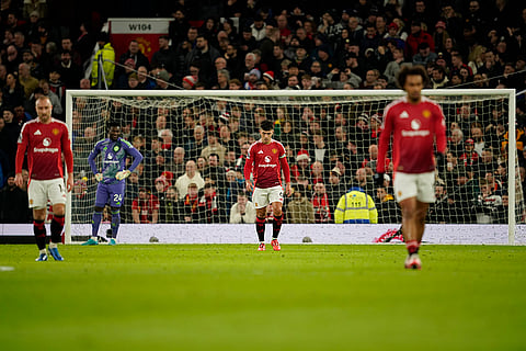 EPL 2024-25: Manchester United players react after Newcastle's Joelinton scoring his side's second goal