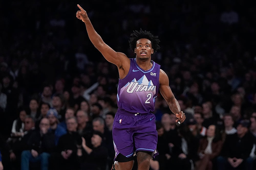 NBA basketball game New York Knicks vs Utah Jazz match photos: Collin Sexton
