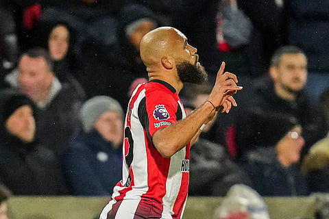 EPL 2024-25: Brentford's Bryan Mbeumo celebrates after scoring the opening goal 