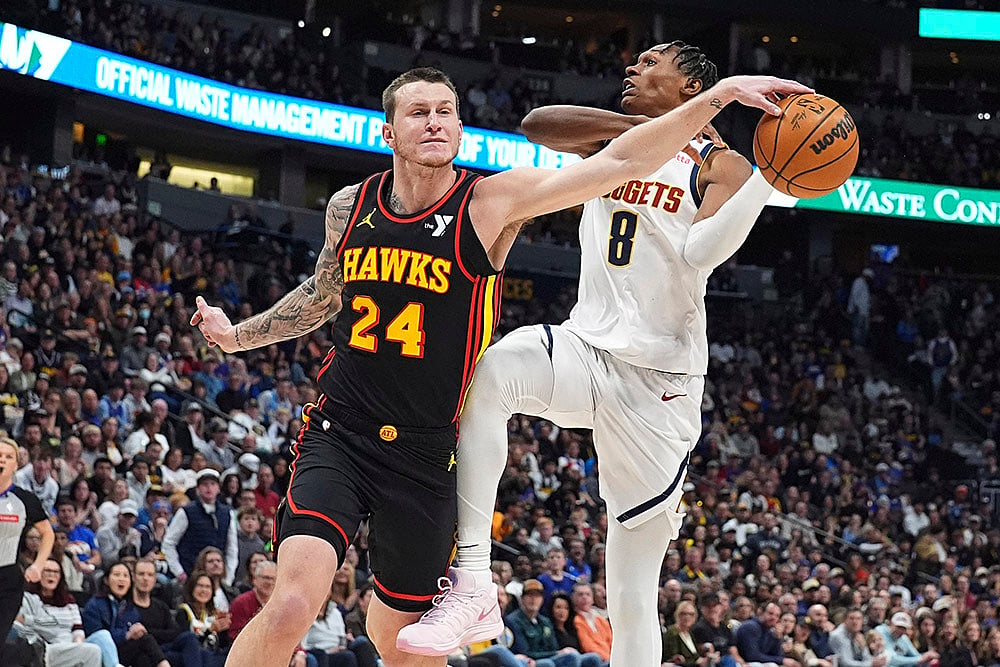 NBA basketball game Denver Nuggets vs Atlanta Hawks match photos: Peyton Watson