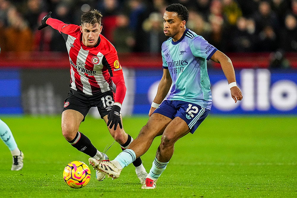 English Premier League soccer match Brentford and Arsenal football Pics: Jurrien Timber