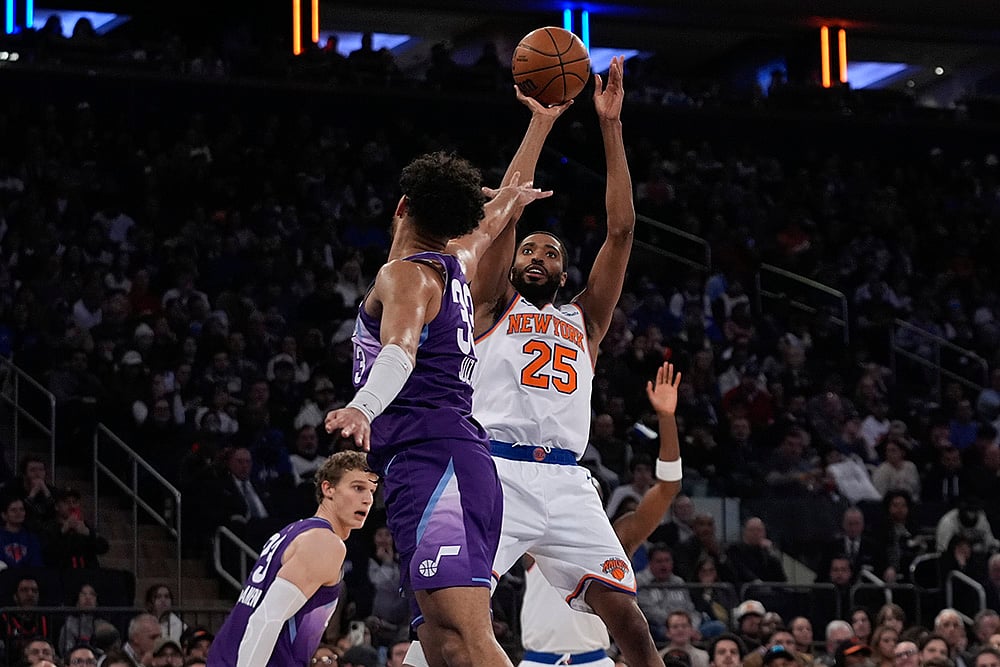 NBA basketball game New York Knicks vs Utah Jazz match photos: Mikal Bridges