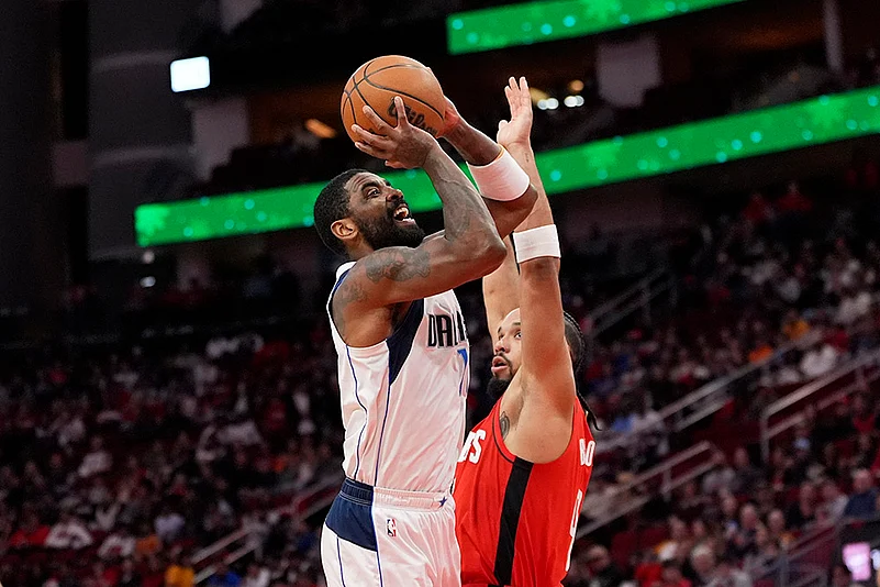 NBA basketball game Houston Rockets vs Dallas Mavericks match photos: Kyrie Irving
