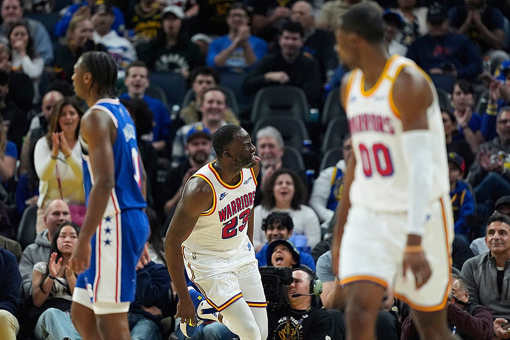 NBA basketball game Philadelphia 76ers vs Golden State Warriors match pics: Draymond Green