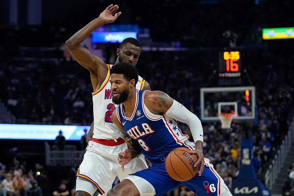 NBA basketball game Philadelphia 76ers vs Golden State Warriors match pics: Paul George