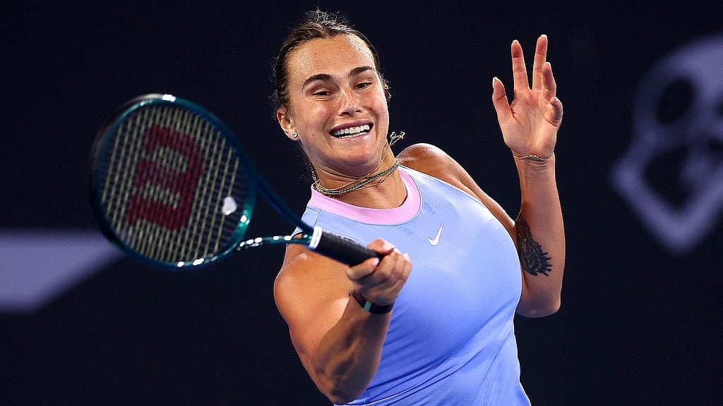AP : Aryna Sabalenka in action at Brisbane International.