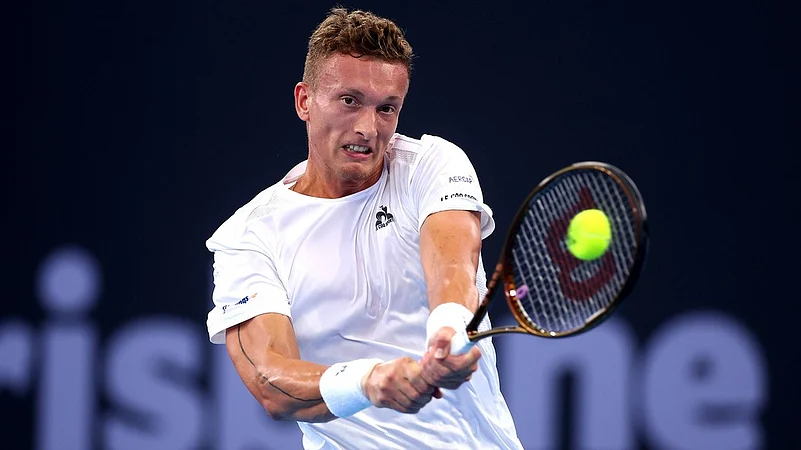 Jiri Lehecka in action at Brisbane International.