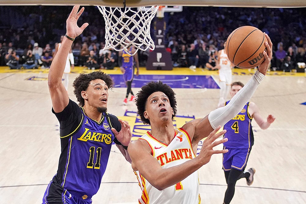 NBA Basketball game Atlanta Hawks vs Los Angeles Lakers Basketball photos: Jalen Johnson