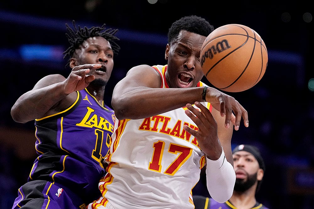 NBA Basketball game Atlanta Hawks vs Los Angeles Lakers Basketball photos: Onyeka Okongwu
