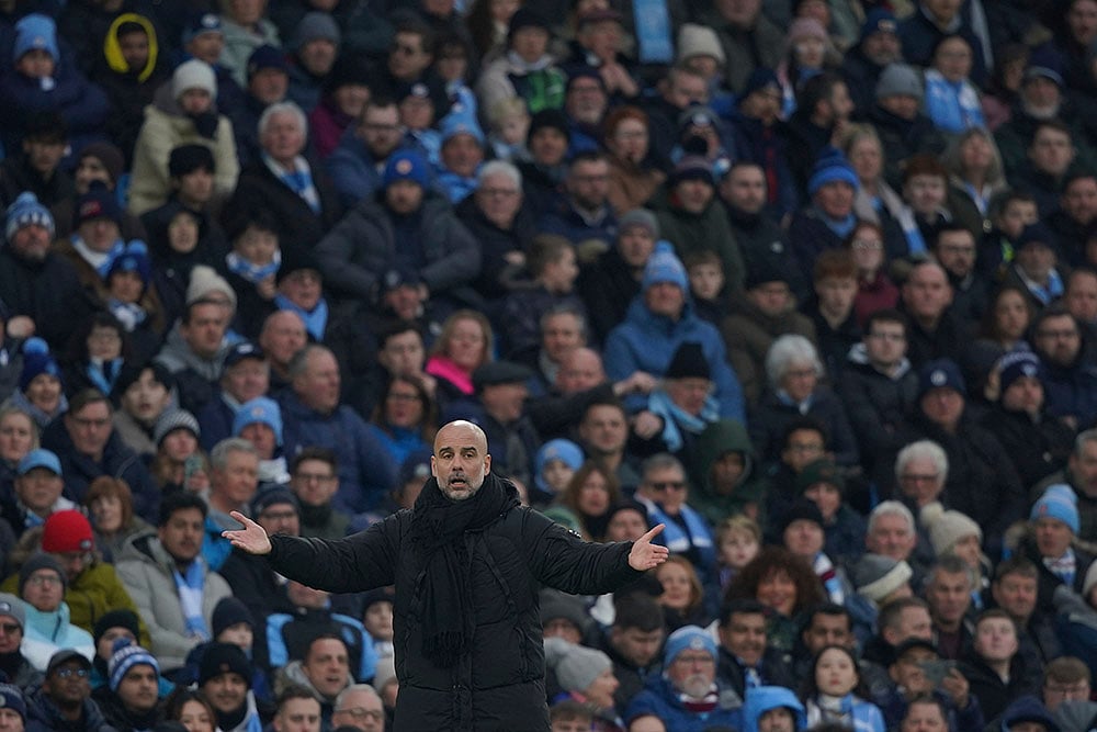 English Premier League soccer match West Ham and Manchester City photos: Pep Guardiola