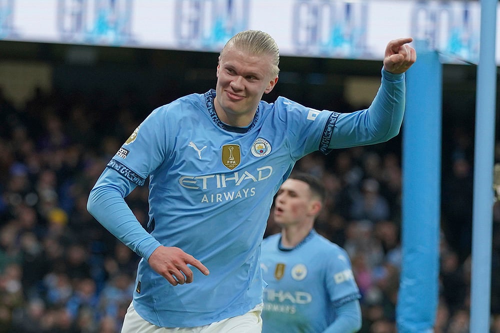 English Premier League soccer match West Ham and Manchester City photos: Erling Haaland 
