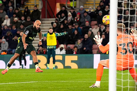 EPL 2024-25: Brentford's Bryan Mbeumo scores their side's second goal 