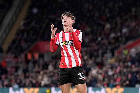 EPL 2024-25: Southampton's Tyler Dibling reacts to a missed chance
