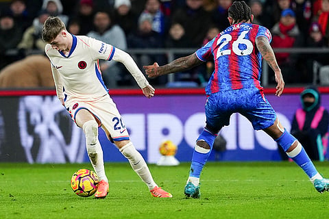 EPL 2024-25: Chelsea's Cole Palmer in action by Crystal Palace's Chris Richards