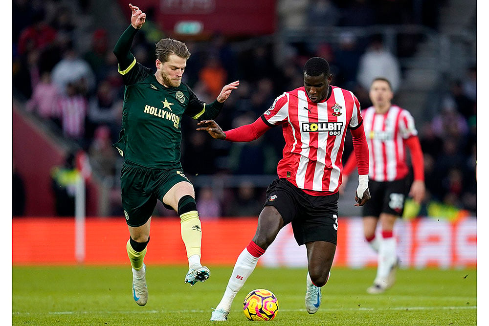 English Premier League soccer match Southampton and Brentford photos: Mathias Jensen