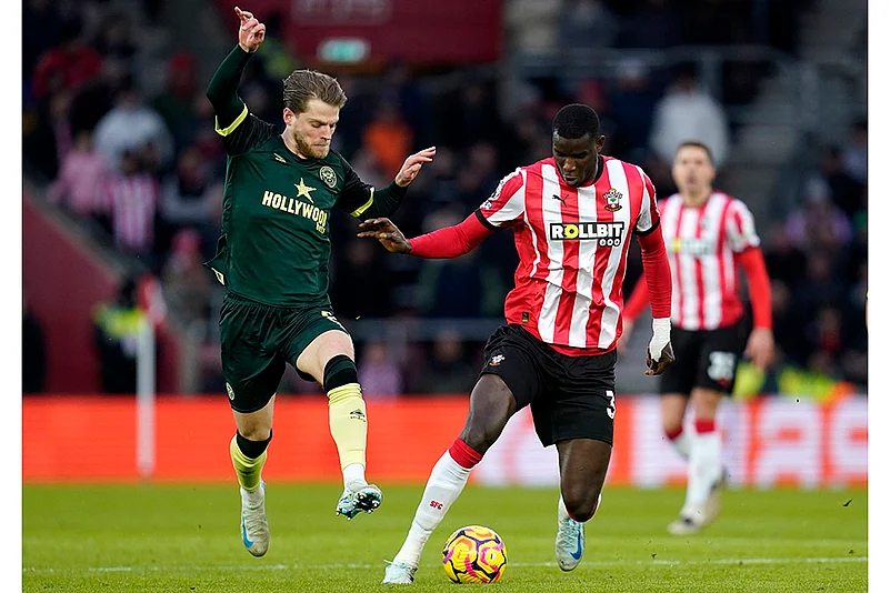 English Premier League soccer match Southampton and Brentford photos: Mathias Jensen