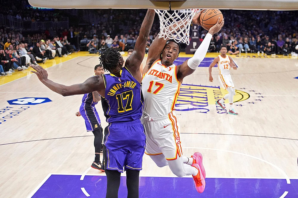 NBA Basketball game Atlanta Hawks vs Los Angeles Lakers Basketball photos: Onyeka Okongwu
