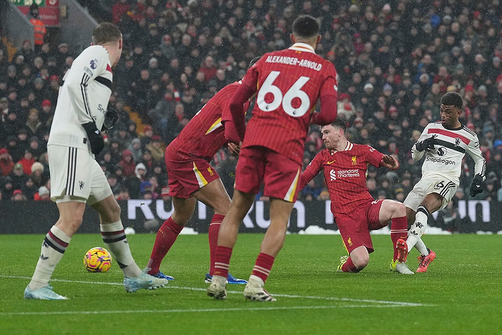 English Premier League soccer Liverpool vs Manchester United match photos: Amad Diallo