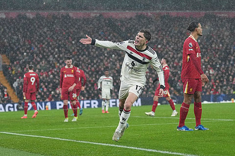 EPL 2024-25: Manchester United's Alejandro Garnacho gestures 