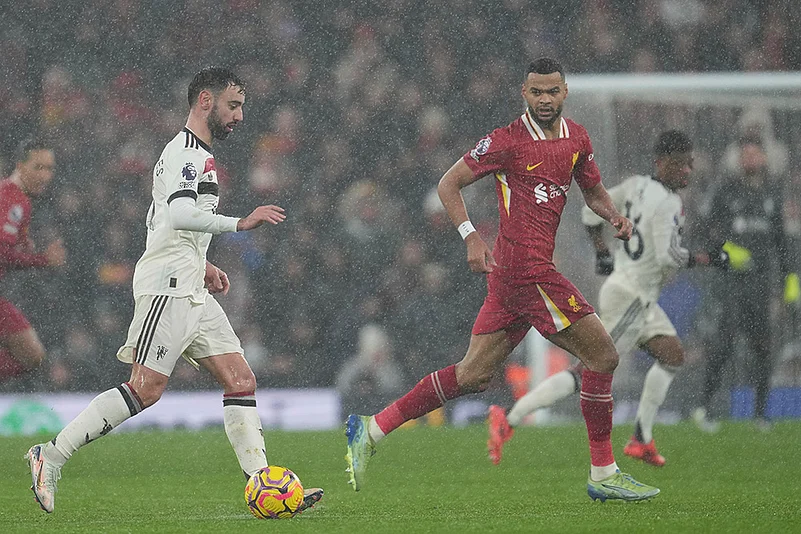 English Premier League soccer Liverpool vs Manchester United match photos: Bruno Fernandes