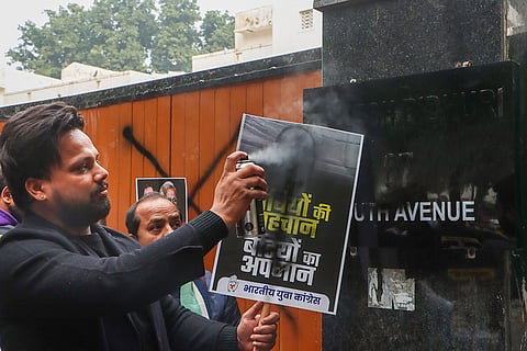 Delhi Youth Congress protest against Ramesh Bidhuri 