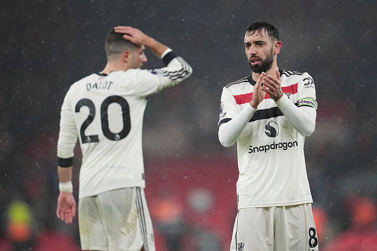 English Premier League soccer Liverpool vs Manchester United match photos: Bruno Fernandes